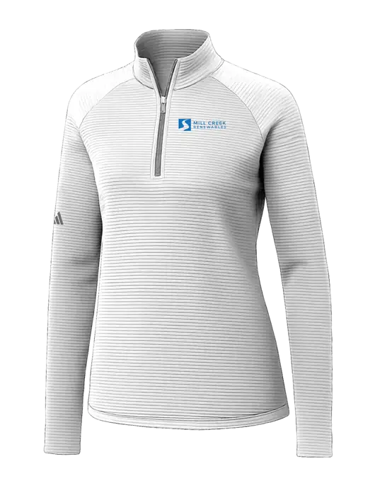 Adidas Womens White Spacer Quarter-Zip Pullover  w/Mill Creek Renewables Logo