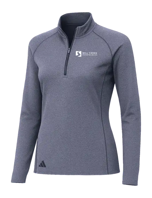 Adidas Womens Navy Melange Space Dyed Quarter-Zip Pullover  w/Mill Creek Renewables Logo