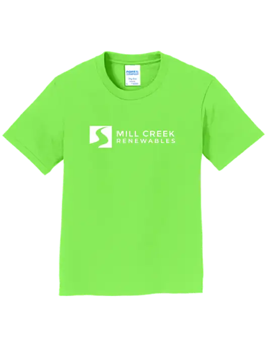 Youth Ring Spun Flash Green 4.5 oz T-Shirt w/Mill Creek Renewables Logo