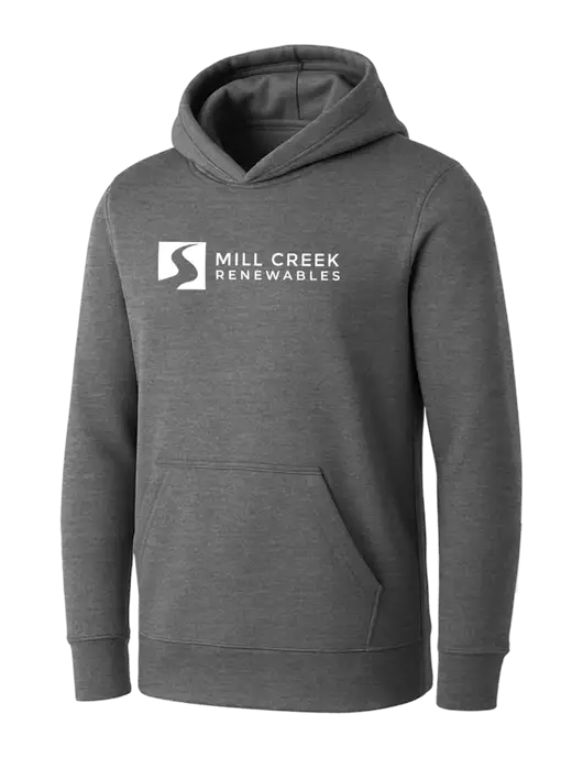 Womens Medium Grey Heather Core Fleece Pullover Hooded Sweatshirt w/Mill Creek Renewables Logo