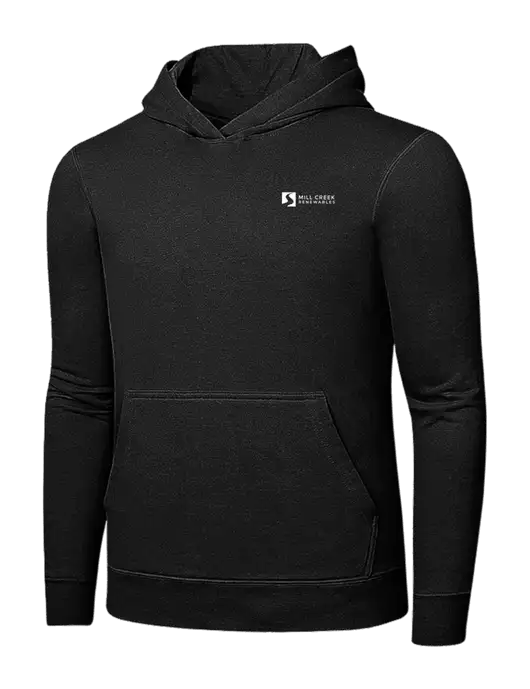 Jet Black 7.8 oz Ring Spun Hooded Sweatshirt w/Mill Creek Renewables Logo