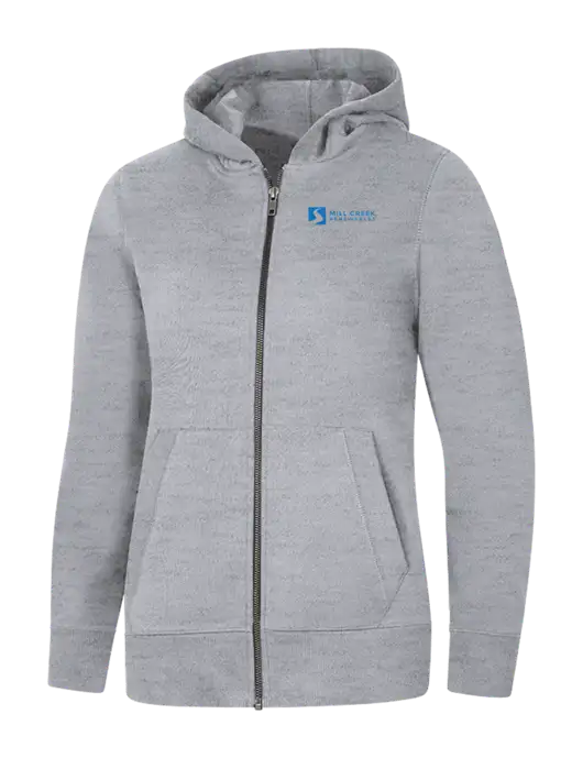 Womens Light Grey Heather Re-Fleece Full-Zip Hoodie w/Mill Creek Renewables Logo