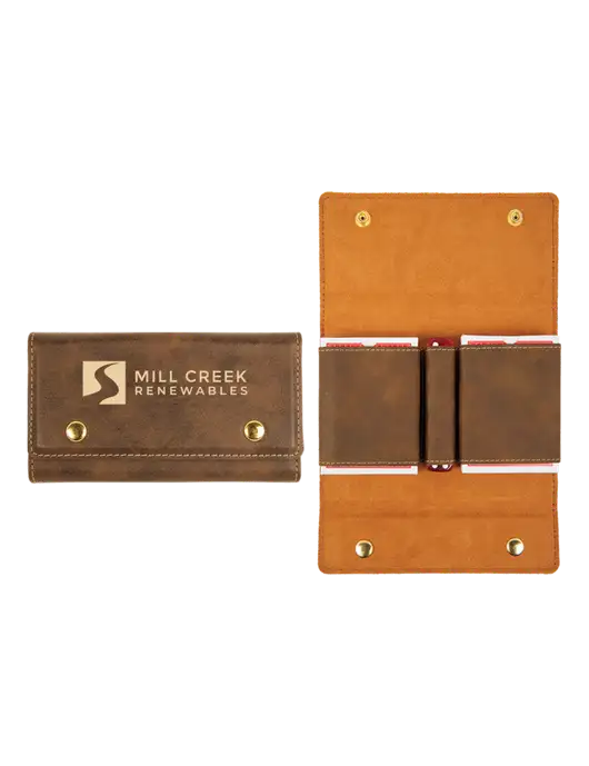 Rustic Leatherette Card & Dice Set w/Mill Creek Renewables Logo