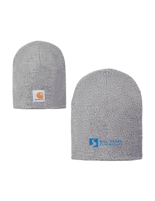 Carhartt Light Grey Heather Acrylic Knit Hat w/Mill Creek Renewables Logo