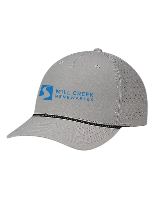 Richardson Laser Perf Performance Light Grey/Black-Grey Rope Cap w/Mill Creek Renewables Logo
