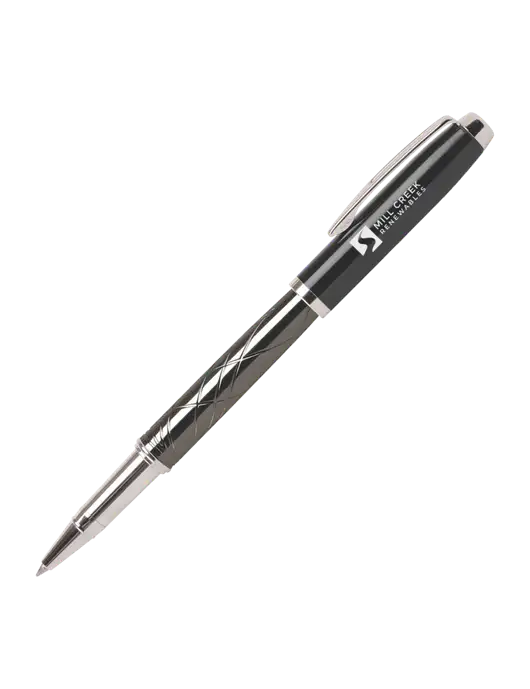 Modernist Black Rollerball Pen - Black Ink w/Mill Creek Renewables Logo