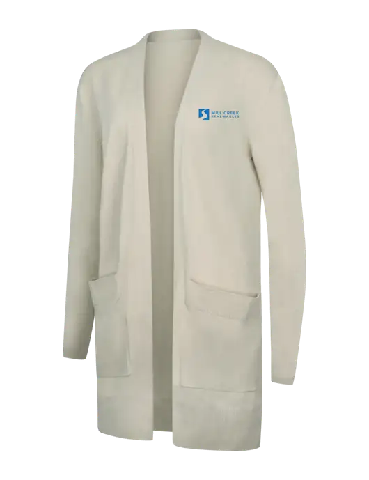 Mercer+Mettle Womens Ivory Open Front Cardigan Sweater w/Mill Creek Renewables Logo