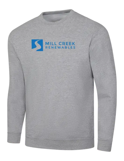 Light Grey Heather 7.8 oz Ring Spun Crew Sweatshirt w/Mill Creek Renewables Logo