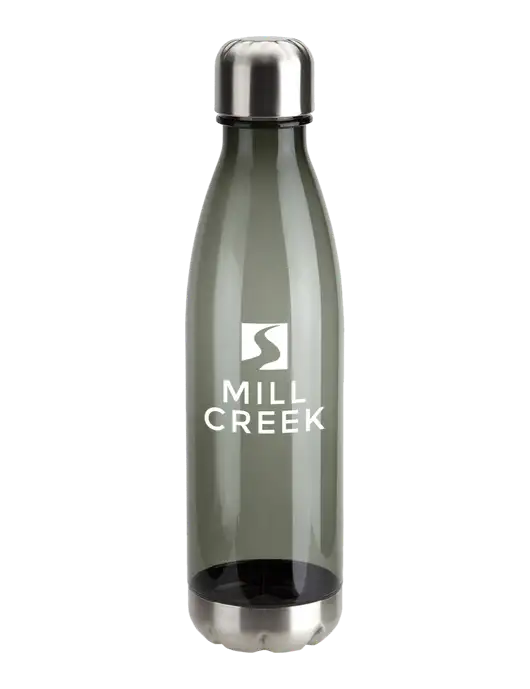 Bayside Tritan Smoke 25 oz Bottle with Stainless Base and Cap w/Mill Creek Renewables Logo