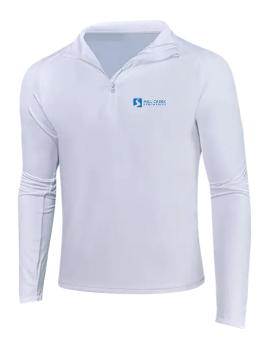 White Sport Wick Stretch 1/4 Zip Pullover w/Mill Creek Renewables Logo