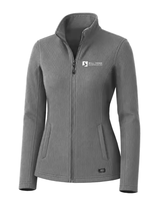 OGIO Medium Grey Womens Grit Fleece Jacket w/Mill Creek Renewables Logo