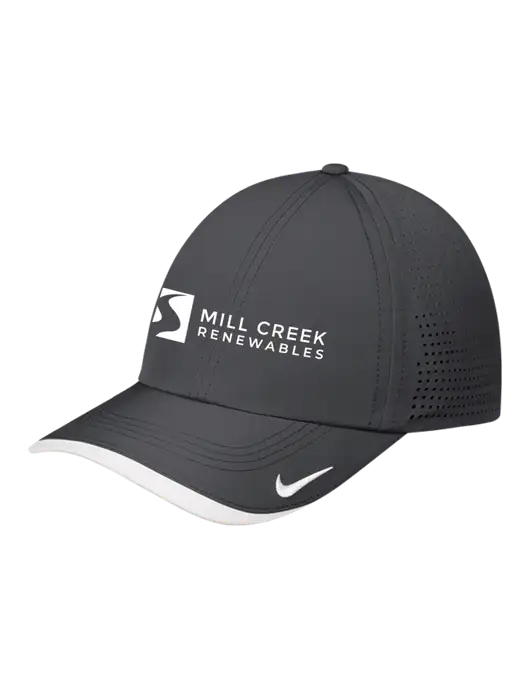 Nike Dark Grey/White Dri-FIT Perforated Performance Cap w/Mill Creek Renewables Logo