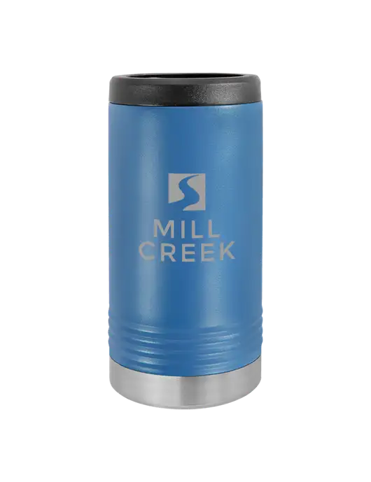 Polar Camel Powder Coated Royal Blue Vacuum Insulated Slim Beverage Holder w/Mill Creek Renewables Logo