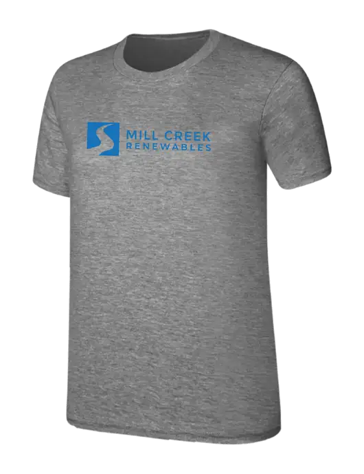 Womens Ring Spun Light Grey Heather 4.5 oz T-Shirt w/Mill Creek Renewables Logo