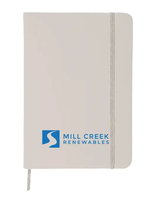 White Comfort Touch Bound Journal 5" X 7" w/Mill Creek Renewables Logo