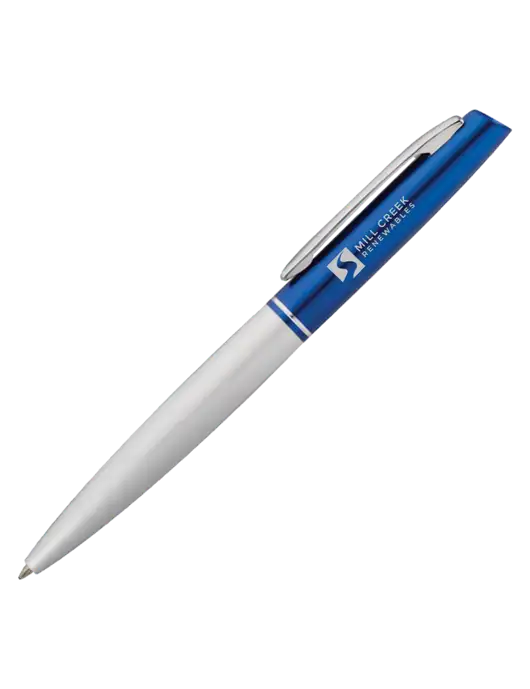 Hamlin Blue Ballpoint - Blue Ink w/Mill Creek Renewables Logo