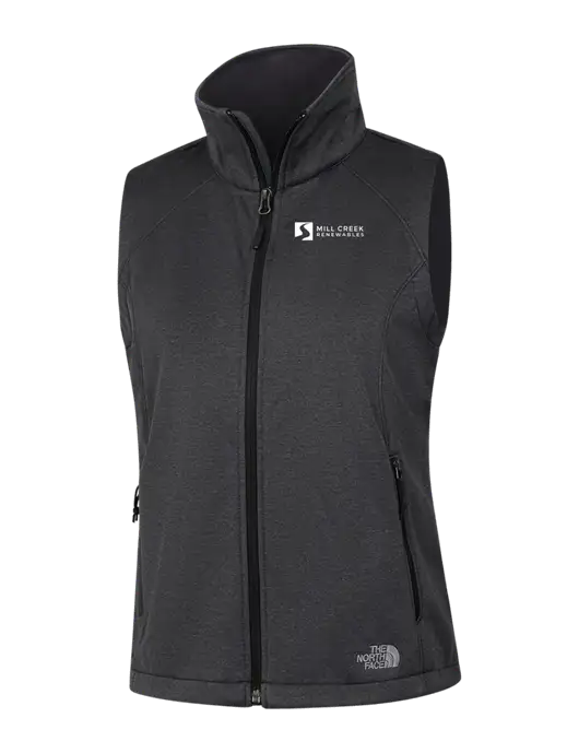 The North Face Womens Dark Grey Heather Ridgewall Soft Shell Vest  w/Mill Creek Renewables Logo