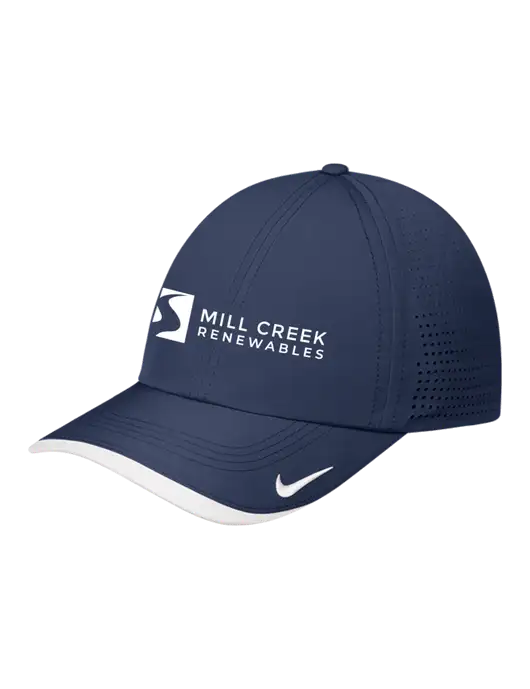Nike Navy/White Dri-FIT Perforated Performance Cap w/Mill Creek Renewables Logo