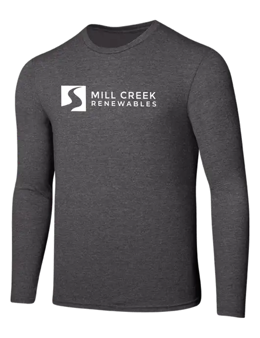 Seriously Soft Heathered Charcoal Long Sleeve T-Shirt w/Mill Creek Renewables Logo