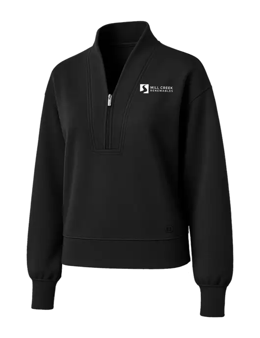 OGIO Womens Black Transcend 1/4-Zip w/Mill Creek Renewables Logo