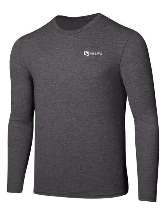 Seriously Soft Heathered Charcoal Long Sleeve T-Shirt w/Mill Creek Renewables Logo