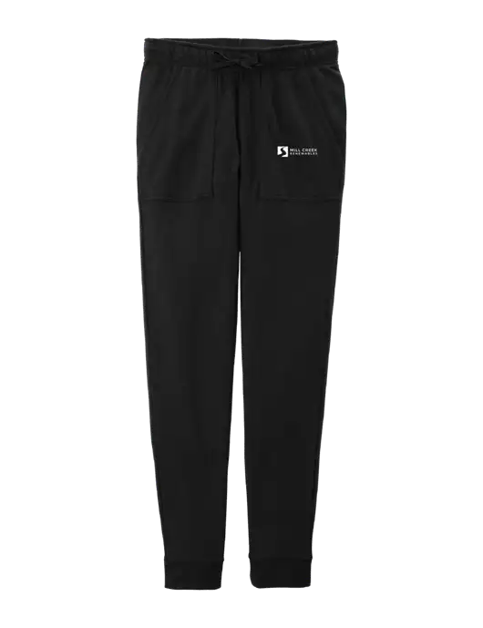 Womens Posicharge Tri-blend Wicking Black Triad Solid Fleece Jogger w/Mill Creek Renewables Logo