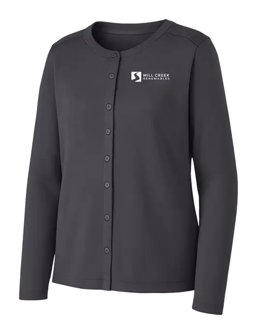 Grey Smoke Womens Concept Stretch Button-Front Cardigan Sweater w/Mill Creek Renewables Logo