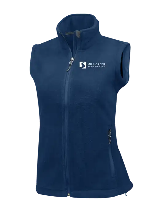 Navy Womens Fleece Vest w/Mill Creek Renewables Logo