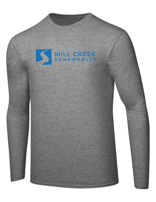 Ring Spun Light Heather Grey 4.5 oz Long Sleeve T-Shirt w/Mill Creek Renewables Logo