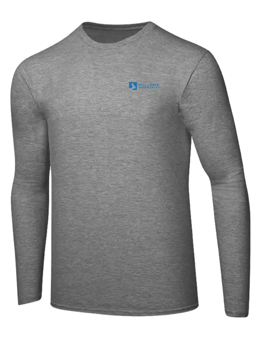 Ring Spun Light Heather Grey 4.5 oz Long Sleeve T-Shirt w/Mill Creek Renewables Logo
