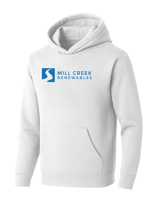 BELLA+CANVAS Heathered White Sponge Fleece Pullover Hoodie w/Mill Creek Renewables Logo