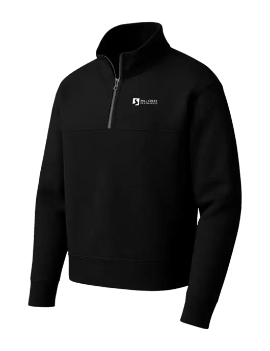 Mercer+Mettle Black Linear Texture Quarter Zip w/Mill Creek Renewables Logo