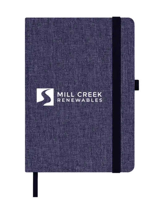 Twill Navy Heathered 5 x 7 Journal w/Mill Creek Renewables Logo
