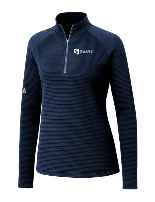 Adidas Womens Navy Spacer Quarter-Zip Pullover  w/Mill Creek Renewables Logo