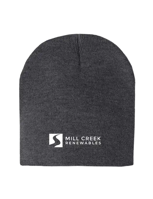Charcoal Heather Element Knit Beanie w/Mill Creek Renewables Logo