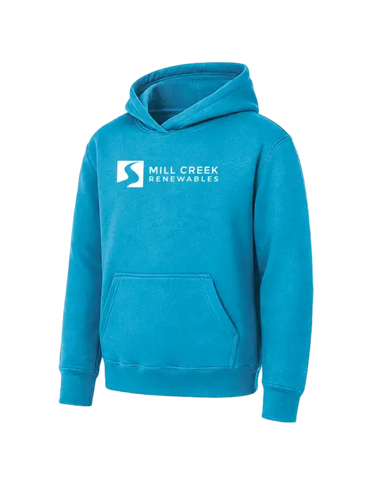 Youth Sapphire 7.8 oz Pullover Hooded Sweatshirt w/Mill Creek Renewables Logo