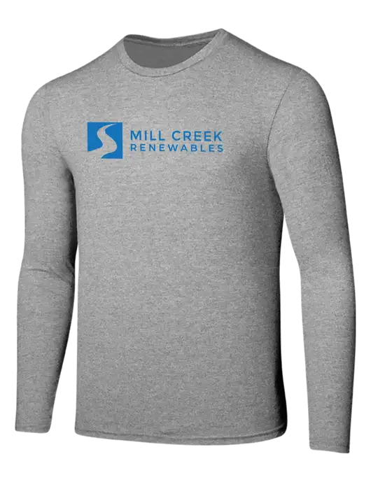 Seriously Soft Light Heathered Grey Long Sleeve T-Shirt w/Mill Creek Renewables Logo