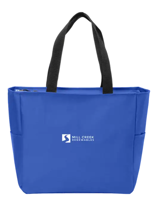 Everyday True Royal Zip Tote  w/Mill Creek Renewables Logo
