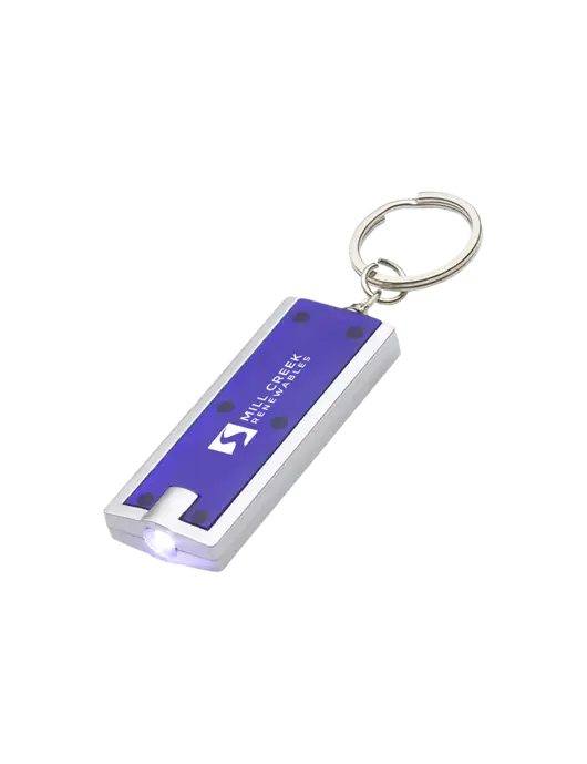 Simple Touch Blue LED Keychain w/Mill Creek Renewables Logo