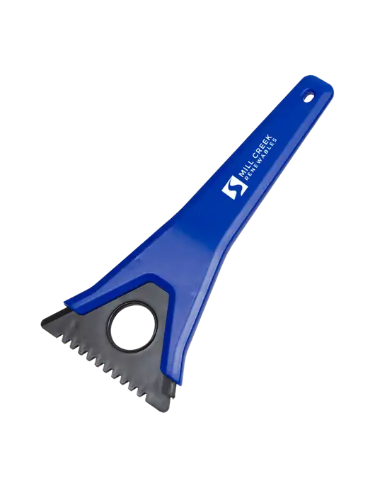 TriBlade Blue Windshield Scraper w/Mill Creek Renewables Logo