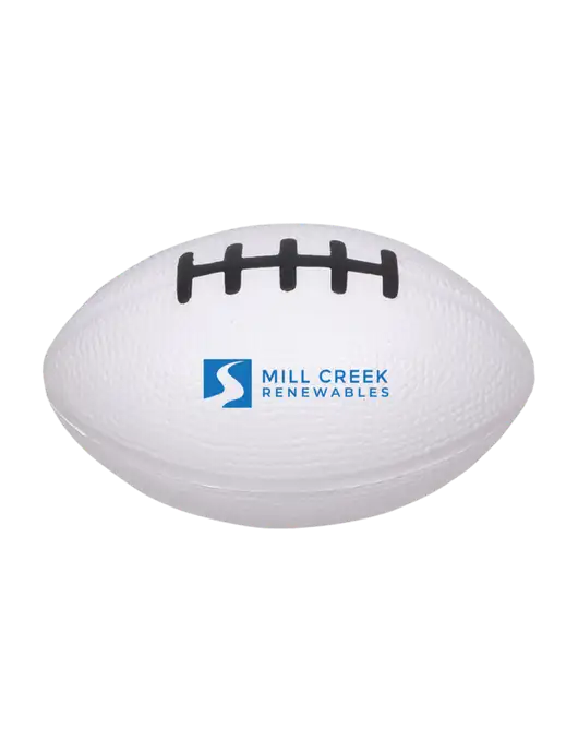 White Stress Reliever Football w/Mill Creek Renewables Logo