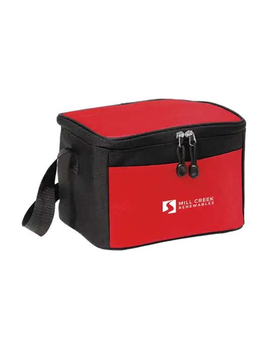 6 Can Red/Black Cube Cooler  w/Mill Creek Renewables Logo