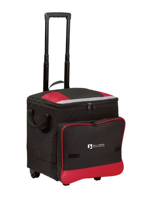 Red Rolling Cooler w/Mill Creek Renewables Logo