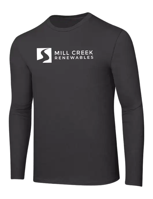 Ring Spun Charcoal 4.5 oz Long Sleeve T-Shirt w/Mill Creek Renewables Logo