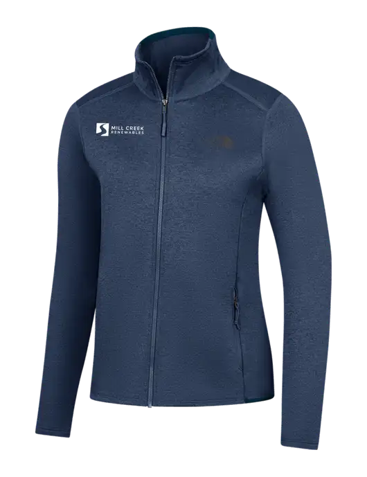 The North Face Womens Navy Heather Skyline Full-Zip Fleece Jacket w/Mill Creek Renewables Logo