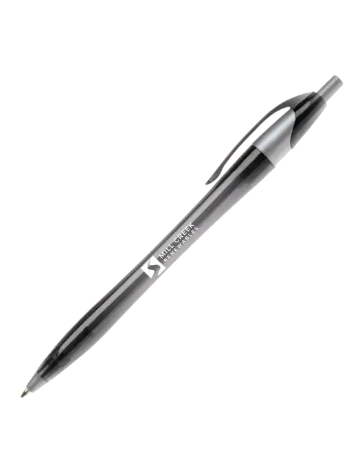 Novella Translucent Black/Silver Jewel Pen - Blue Ink w/Mill Creek Renewables Logo