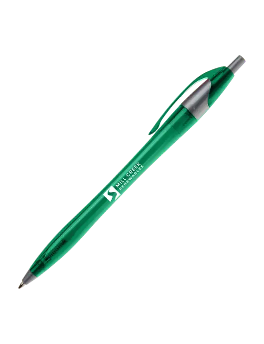 Novella Translucent Green/Silver Jewel Pen - Blue Ink w/Mill Creek Renewables Logo