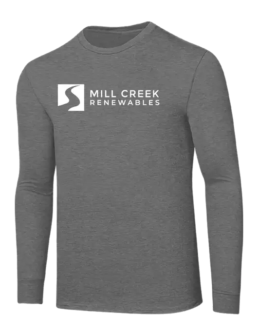Core Blend Medium Grey Heather Long Sleeve Tee w/Mill Creek Renewables Logo