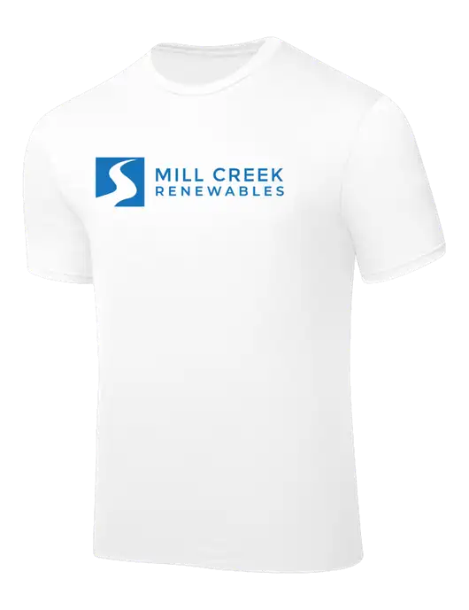 White PosiCharge Competitor Tee w/Mill Creek Renewables Logo