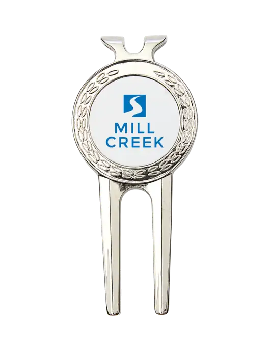 Silver Divot Tool, 1.5 x 3 w/Mill Creek Renewables Logo